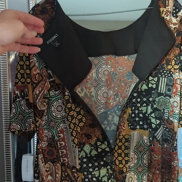 NWT Roz & Ali 3/4 Sleeve Fit & Flare Patchwork Dress - Picture 9 of 10